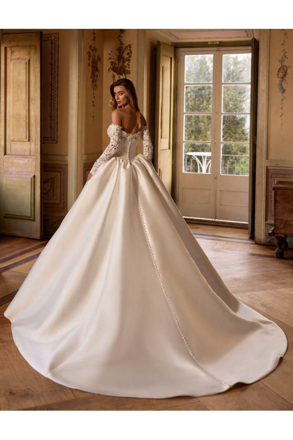 dautzen abito da sposa avorio in mikado ampio di alberto palatchi