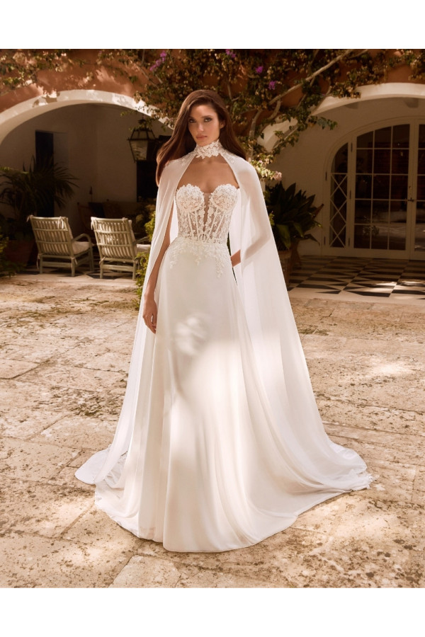 annie abito da sposa avorio in chiffone e pizzo alberto palatchi