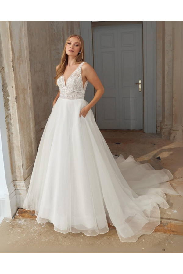 Abito da sposa 44559-JA-26 avorio, ampio, organza Sincerity