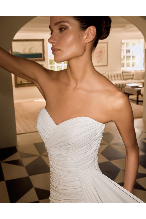 Abito da sposa Alison, bianco, crepe, Alberto Palatchi