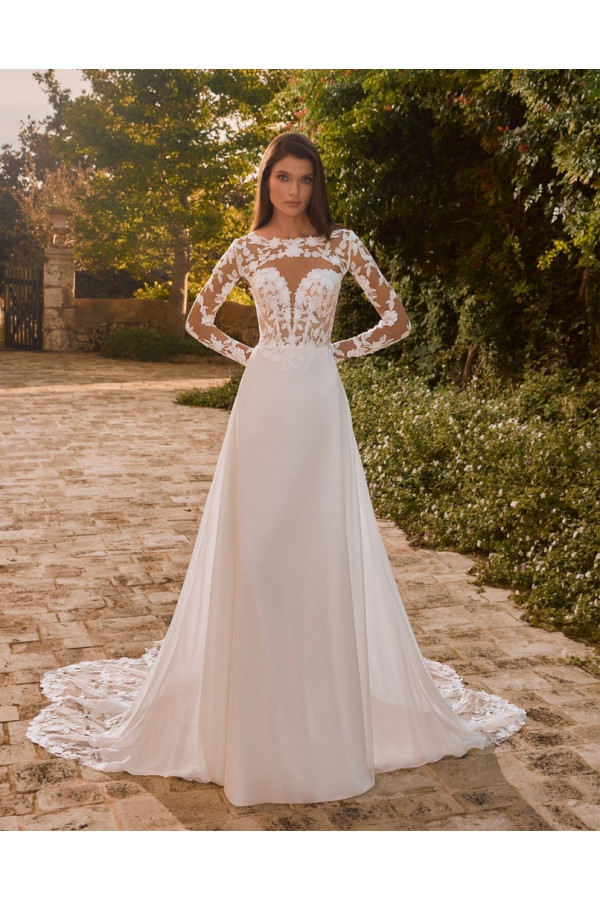 Abito da sposa Demi, avorio, a sirena, crep, Alberto Palatchi