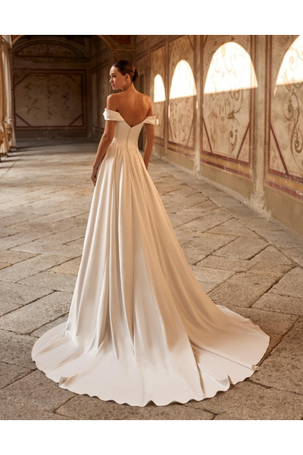 Abito da sposa Enya, avorio, raso. Alberto Palatachi 2027