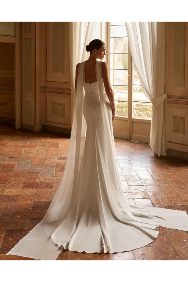 Abito da sposa Malin avorio, chiffon, sirena. Alberto Palatachi 2027