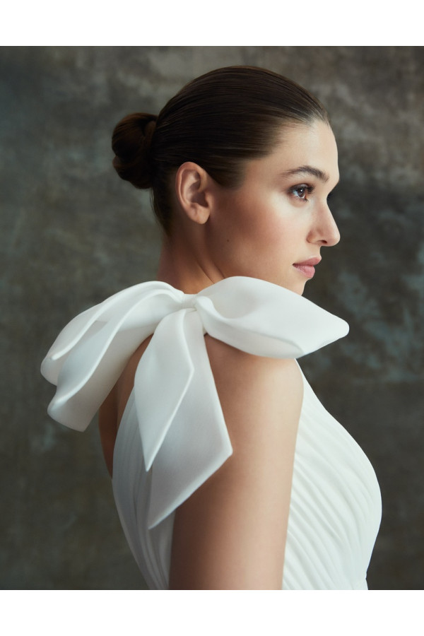 Abito da sposa Nia, ampio, rosa, organza, Alberto Palatachi