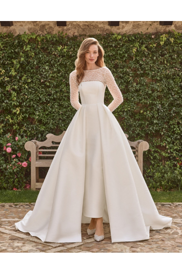 Abito da sposa Lupina, ampio, avorio, mikado, di Alberto Palatachi