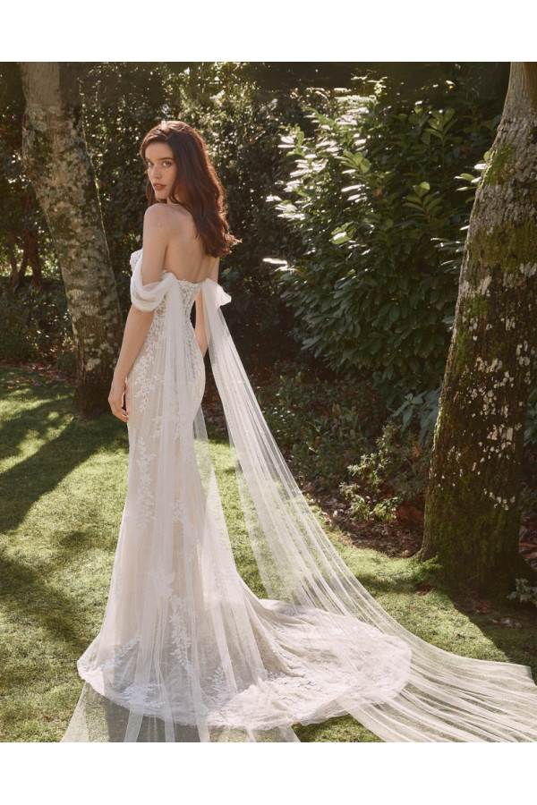 Abito da sposa Yaiza, avorio, tulle, a sirena, Alberto Palatachi 2025