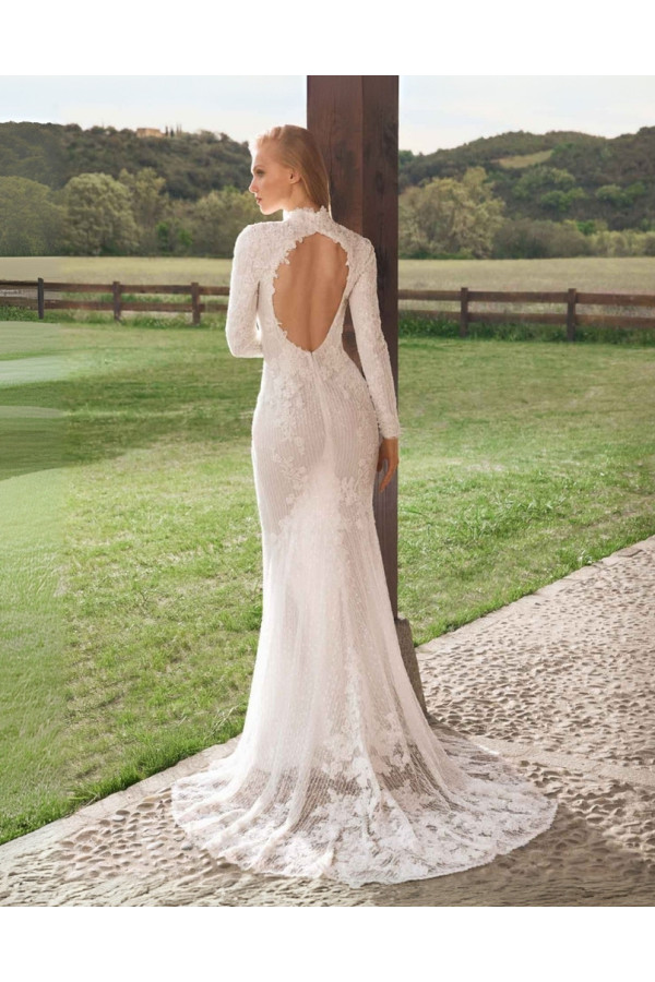 Abito da sposa Betsey, avorio, di pizzo, sirena, Alberto Palatchi