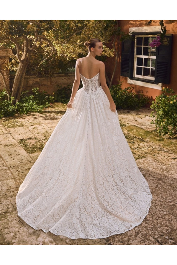 Abito da sposa Skipper, avorio, ampio, di pizzo di Alberto Palatachi