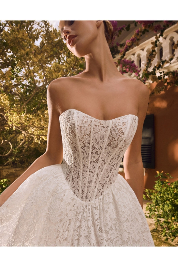 Abito da sposa Skipper, avorio, ampio, di pizzo di Alberto Palatachi
