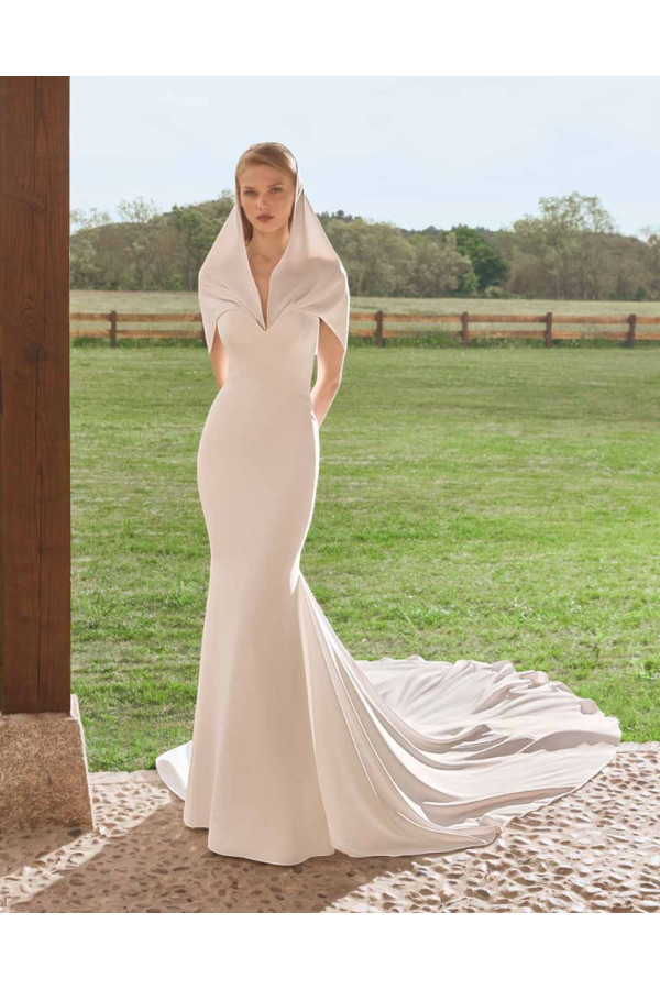 Abito da sposa Virginie, avorio, crep, Alberto Palatachi