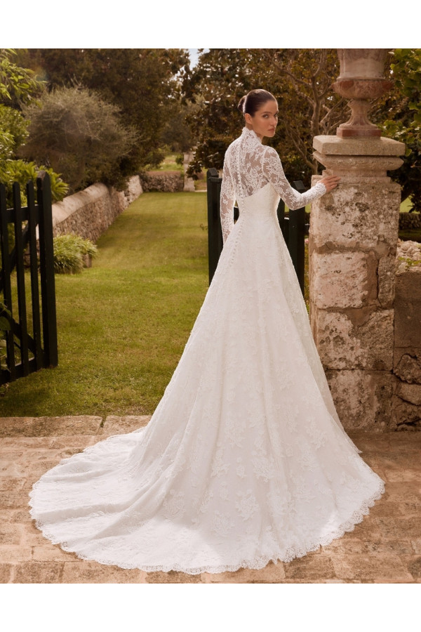 Abito da sposa Paloma, avorio, pizzo rebrodato, Alberto Palatachi