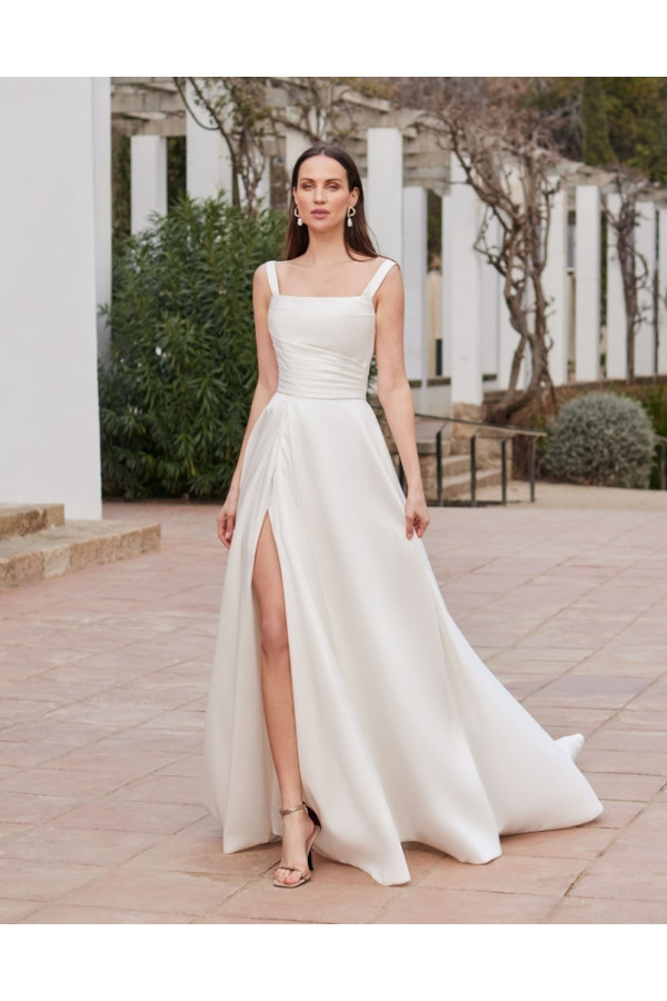 Abito da sposa Karen, avorio, in mikado, ampio, Fara Sposa