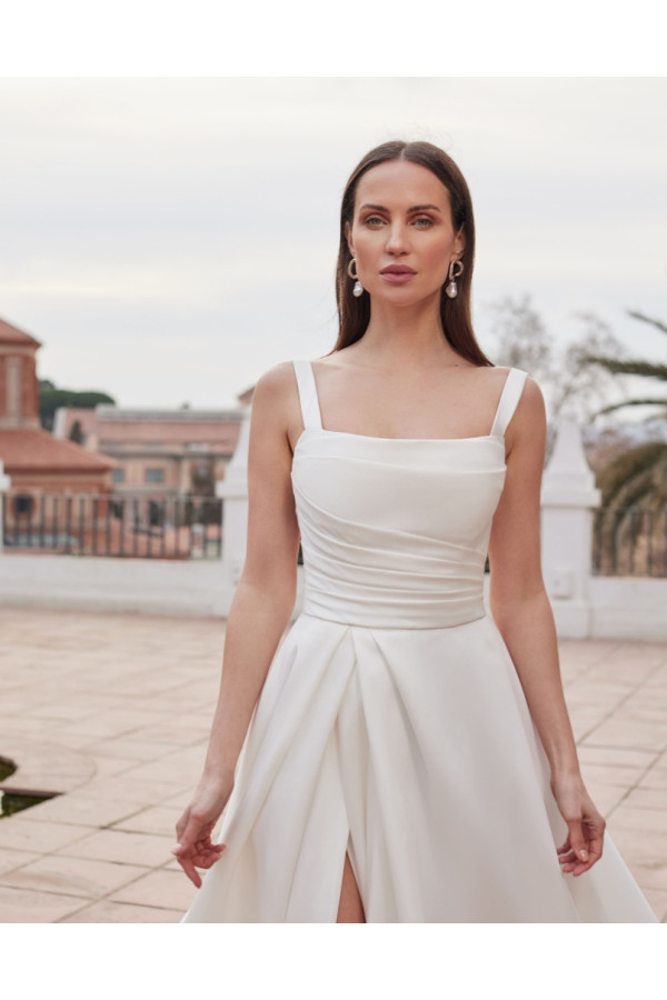 Abito da sposa Karen, avorio, in mikado, ampio, Fara Sposa