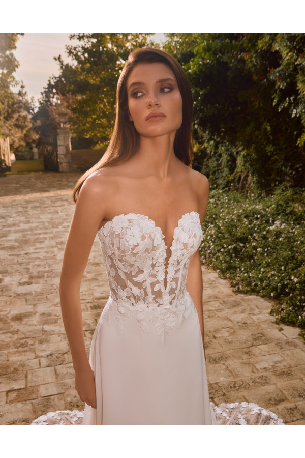 capucine abito da sposa avorio chiffone scivolato alberto palatchi