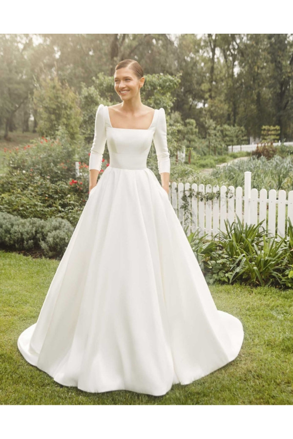 Abito da sposa Carly, ampio, avorio, in mikado, Alberto Palatchi