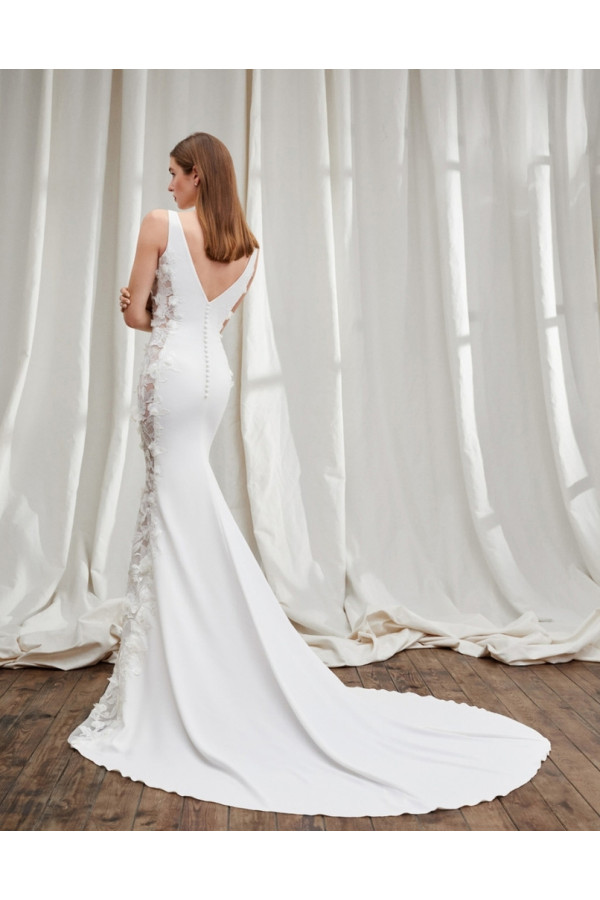 Abito da sposa Alison, bianco, crepe, Alberto Palatchi