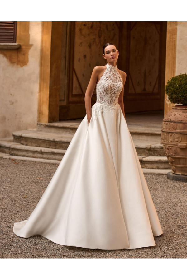 Abito da sposa Irma, mikado, ampio. Alberto Palatachi 2027