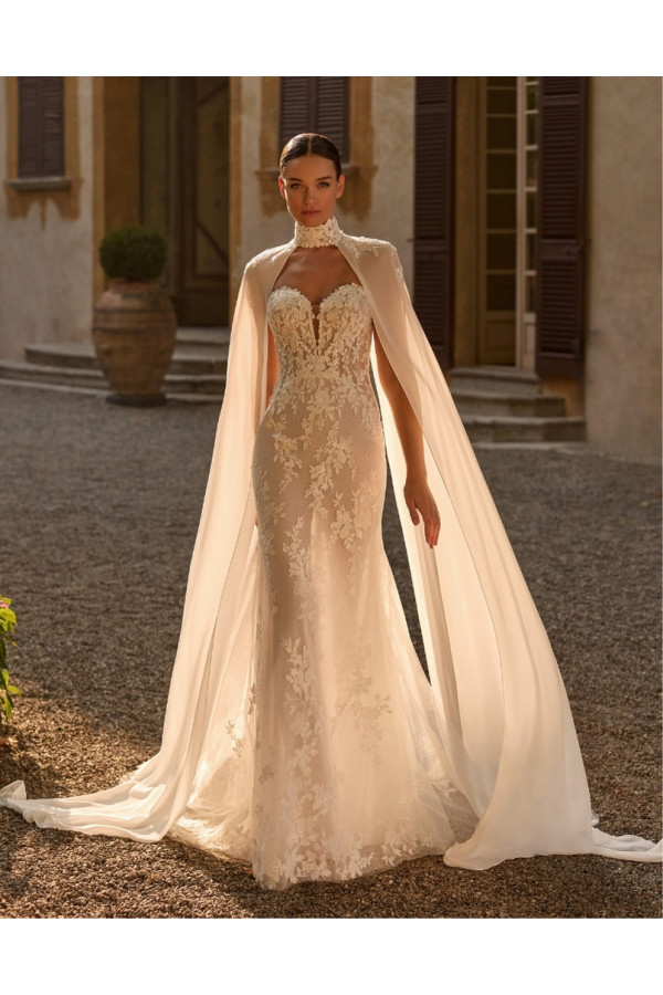 Abito da sposa Odeta, avorio, sirena di pizzo. Alberto Palatachi 2027