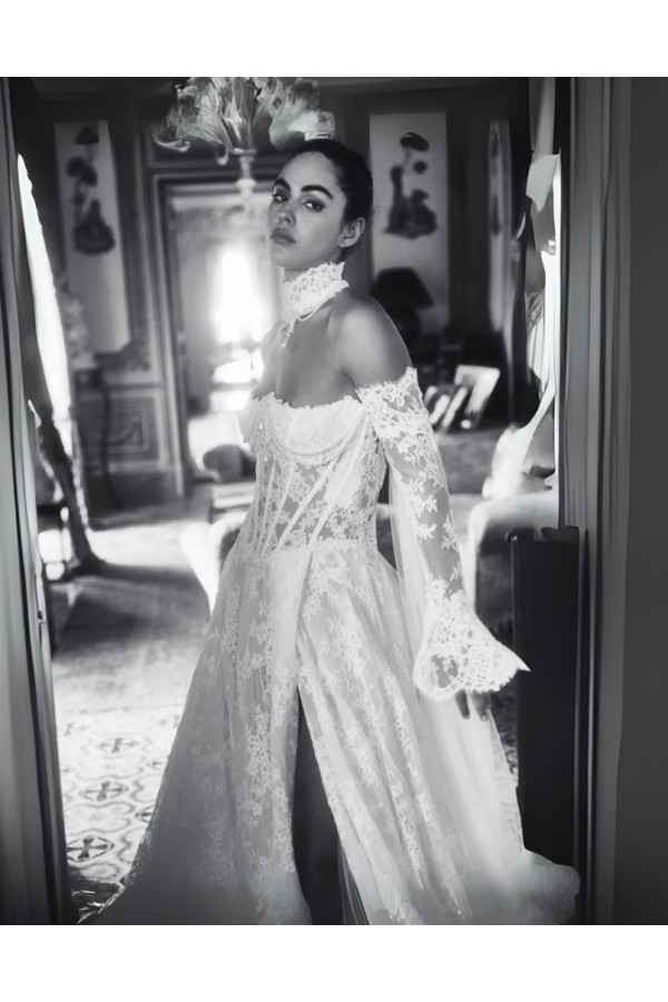 Abito da sposa a sirena avorio in pizzo di Luna Novias