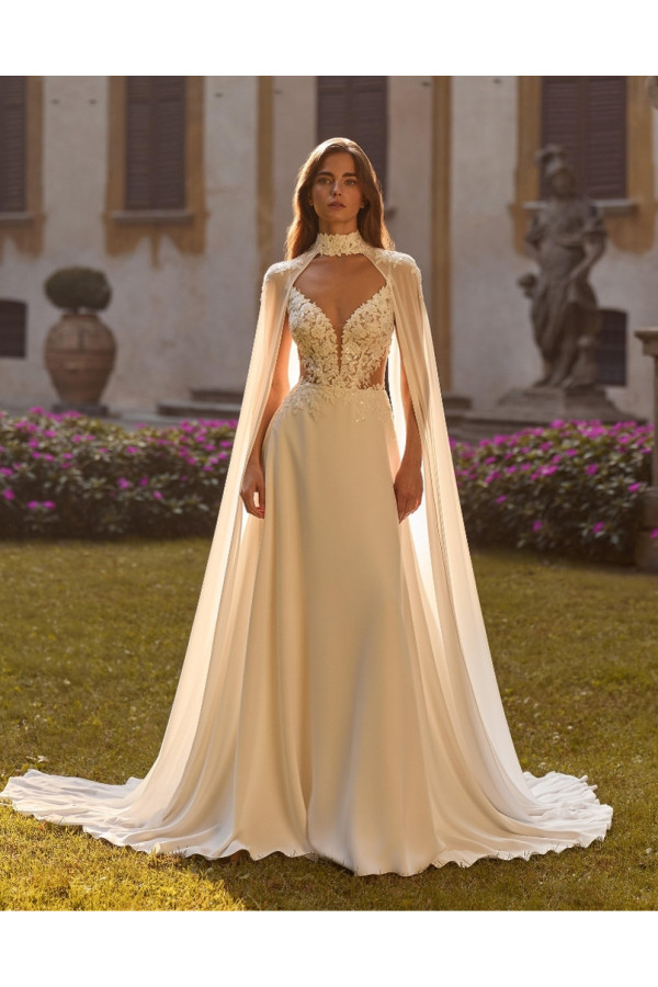 Abito da sposa Lena, avorio, scivolato in crep Alberto Palatachi 2027